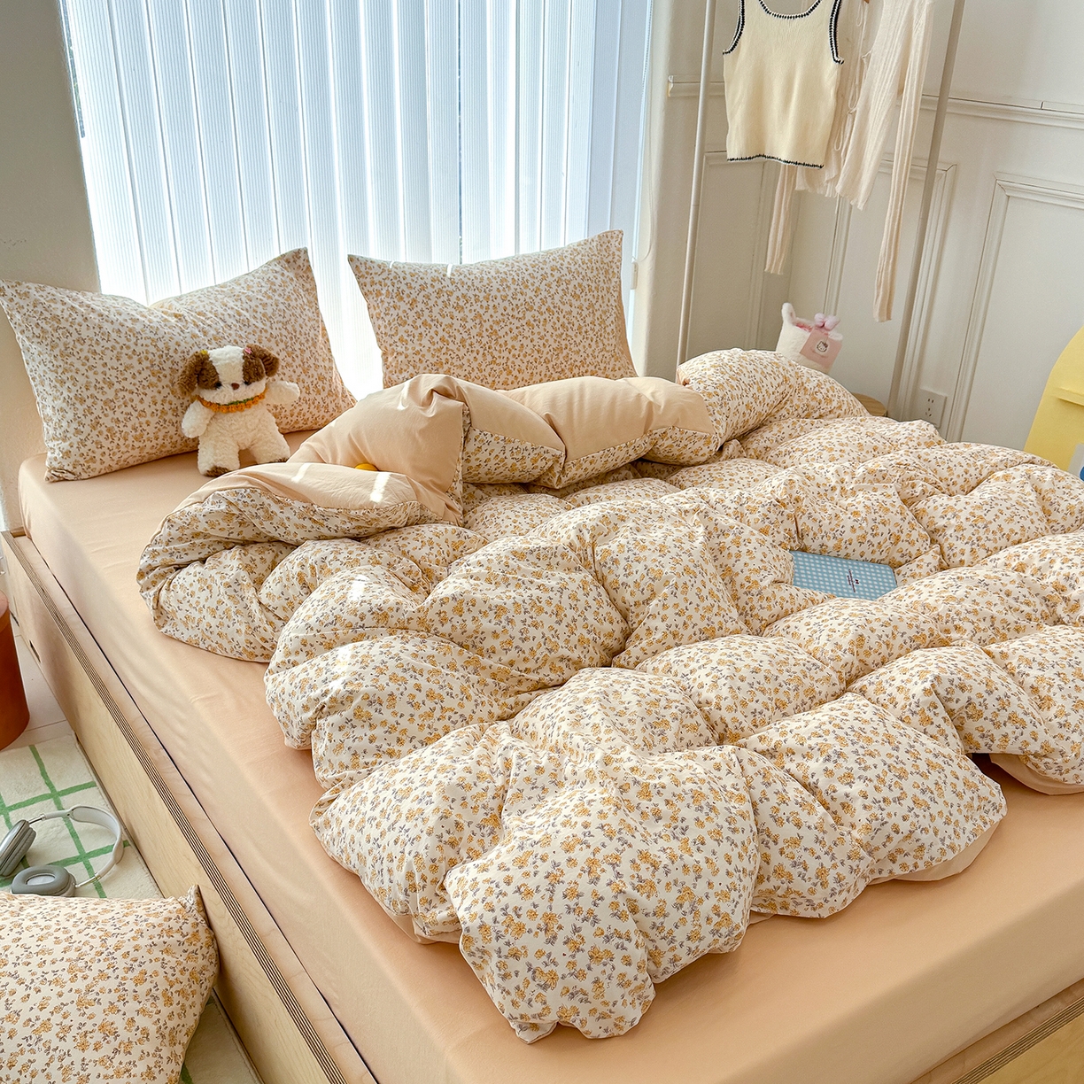 91家纺网 家纺一手货源 找家纺 （总）铺尚美家纺 2026新款春款A类古法水洗仿棉云感棉小布袋四件套