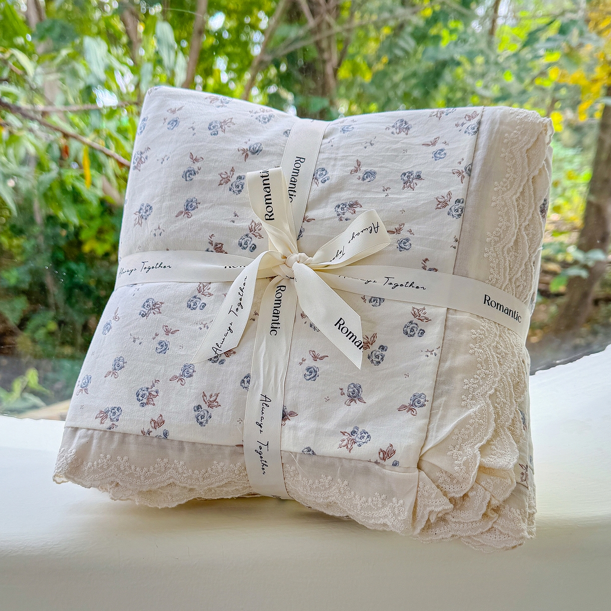 91家纺网 家纺一手货源 找家纺 铺尚美家纺 2026新款田园韩版花边款小碎花古法水洗仿棉A类云感棉四件套 暗香