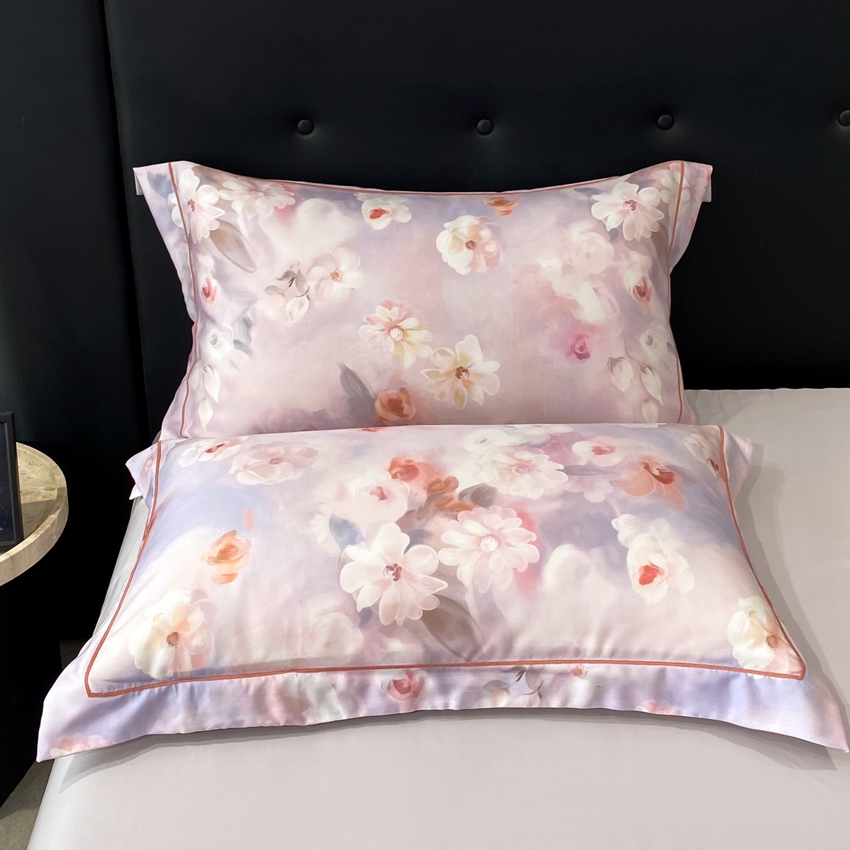 91家纺网 家纺一手货源 找家纺 启航家居 2026新款春夏天丝莱赛尔数码印花四件套 云间素语紫