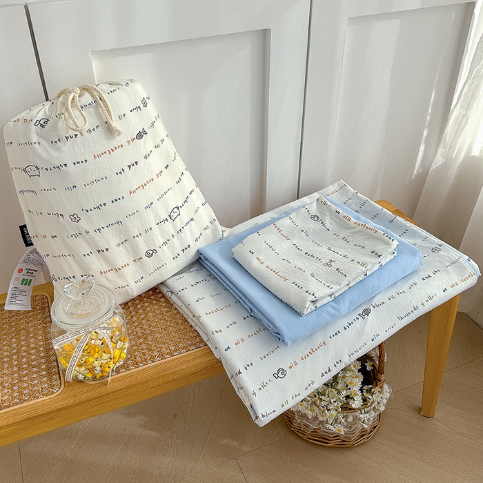 91家纺网 家纺一手货源 找家纺 （总）铺尚美家纺 2026新款春款A类古法水洗仿棉云感棉小布袋四件套