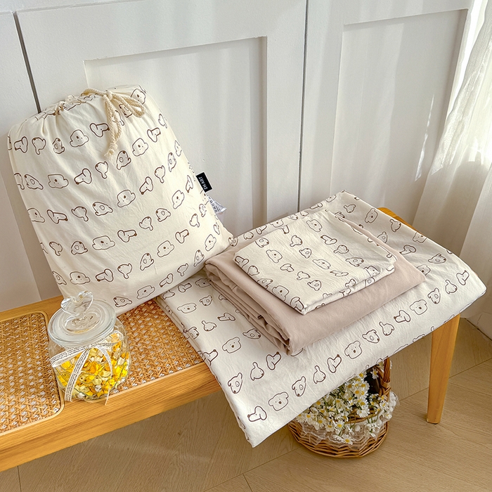 91家纺网 家纺一手货源 找家纺 （总）铺尚美家纺 2026新款春款A类古法水洗仿棉云感棉小布袋四件套