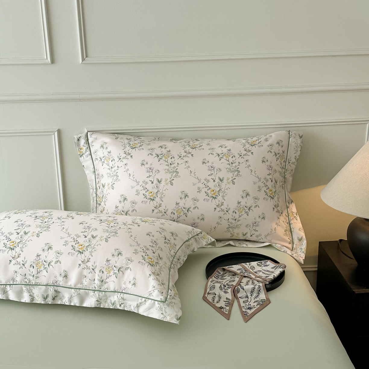 91家纺网 家纺一手货源 找家纺 启航家居 2026新款春夏天丝莱赛尔数码印花四件套 栀花语粉