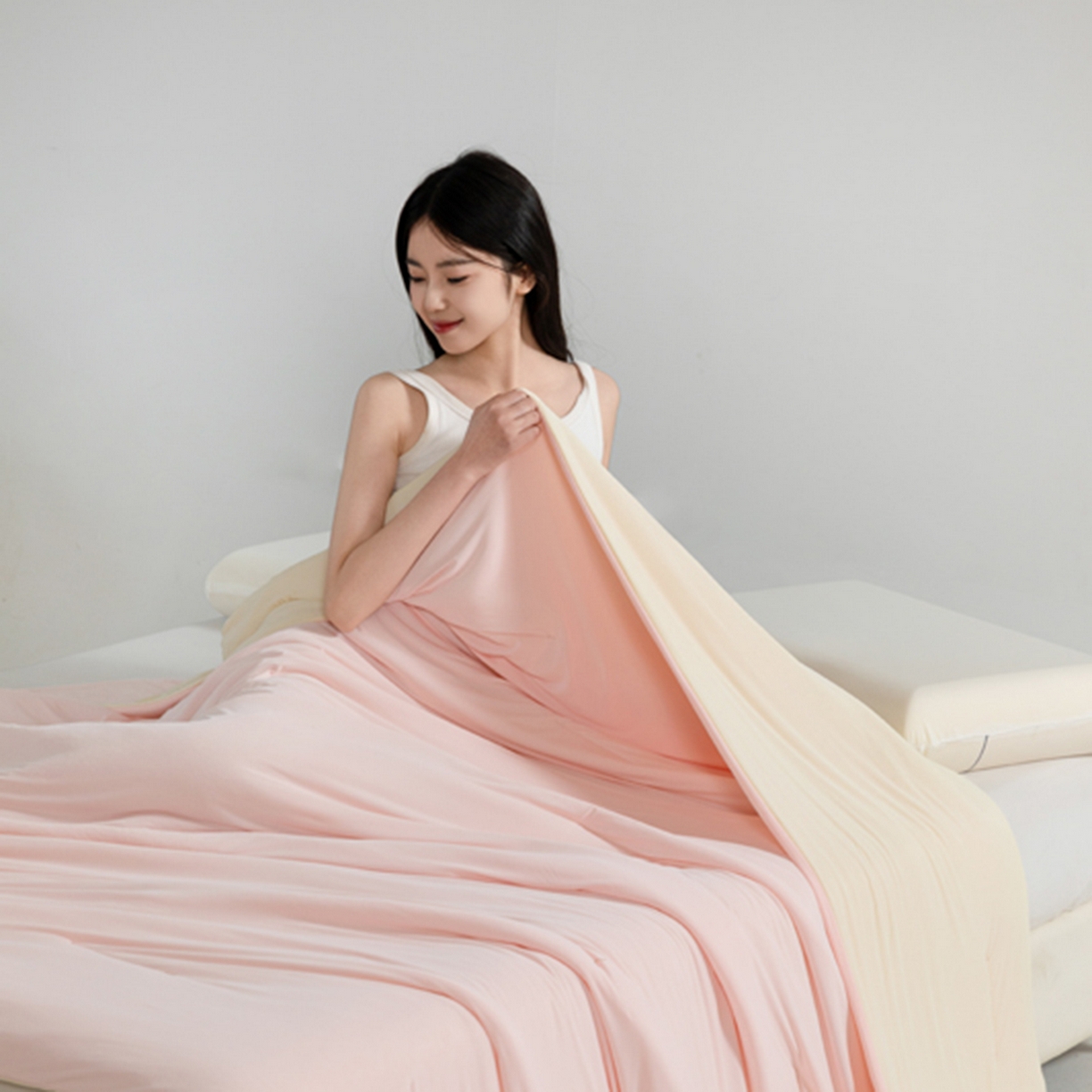 91家纺网 家纺一手货源 找家纺 云玲时尚 2026新款凉感丝深睡夏被被子被芯 菊雾粉