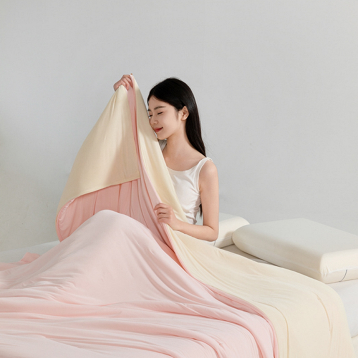 91家纺网 家纺一手货源 找家纺 云玲时尚 2026新款凉感丝深睡夏被被子被芯 菊雾粉