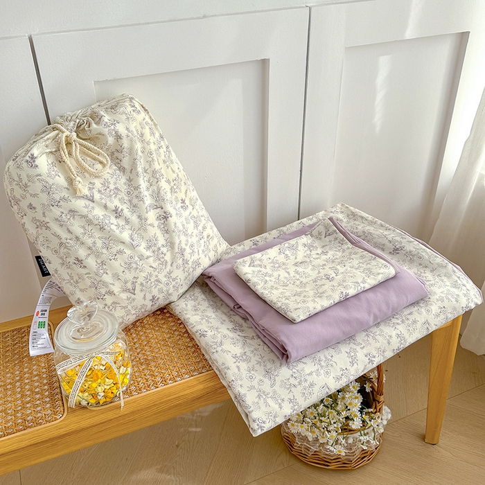 91家纺网 家纺一手货源 找家纺 铺尚美家纺 2026新款春款A类古法水洗仿棉云感棉小布袋四件套 半页诗