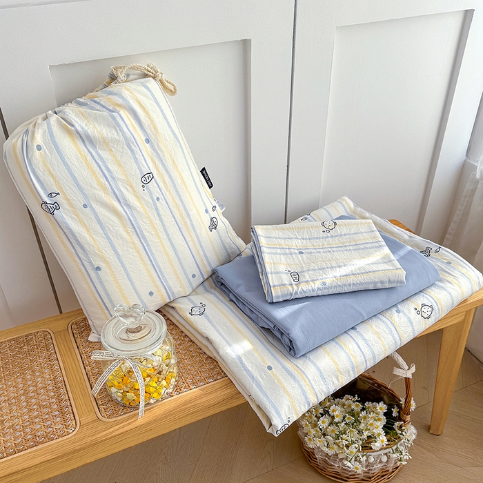 91家纺网 家纺一手货源 找家纺 （总）铺尚美家纺 2026新款春款A类古法水洗仿棉云感棉小布袋四件套