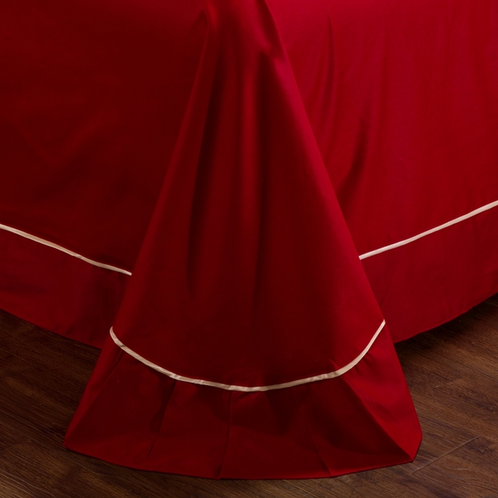 91家纺网 家纺一手货源 找家纺 慕她家纺 慕她畅销款全棉纯棉婚庆四件套大红色刺绣结婚床上用品 花蔓喜多 大红