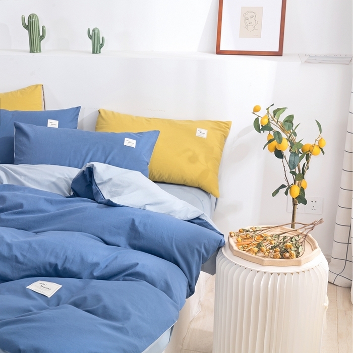 91家纺网 家纺一手货源 找家纺 （总）贝尔 PELLHOME 全棉纯棉水洗棉四件套1.5m1.8m纯色北欧风简约（可抖音代发）