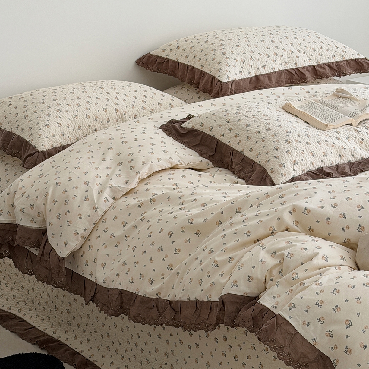 91家纺网 家纺一手货源 找家纺 佰织鑫家居 2026新款全棉法式砂洗棉花床盖款被套四件套艾莎