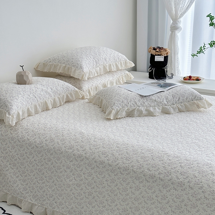 91家纺网 家纺一手货源 找家纺 佰织鑫家居 2026新款全棉法式砂洗棉花床盖款被套四件套 桃花庵