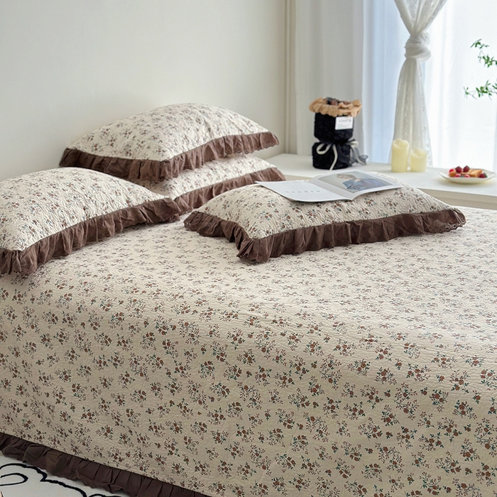 91家纺网 家纺一手货源 找家纺 佰织鑫家居 2026新款全棉法式砂洗棉花床盖款被套四件套 月桂