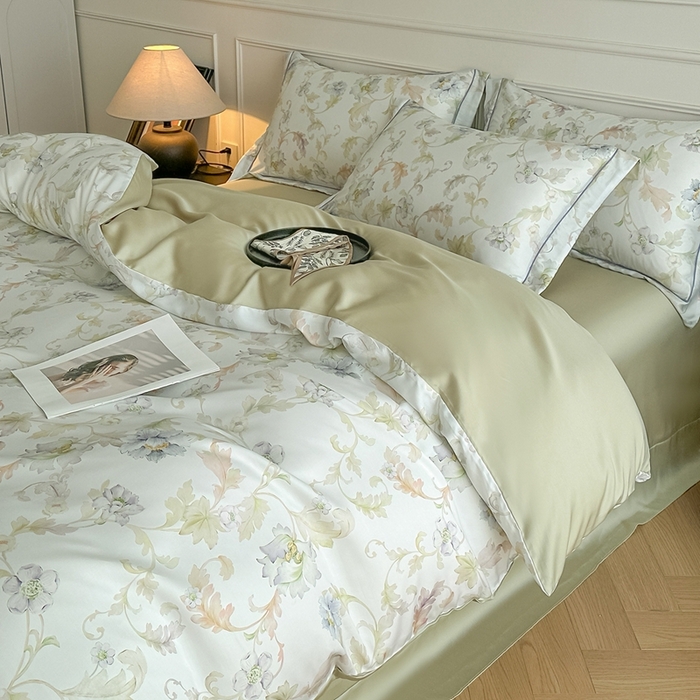 91家纺网 家纺一手货源 找家纺 （总）启航家居 2026新款春夏天丝莱赛尔数码印花四件套