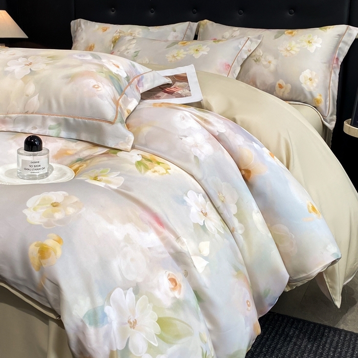 91家纺网 家纺一手货源 找家纺 （总）启航家居 2026新款春夏天丝莱赛尔数码印花四件套