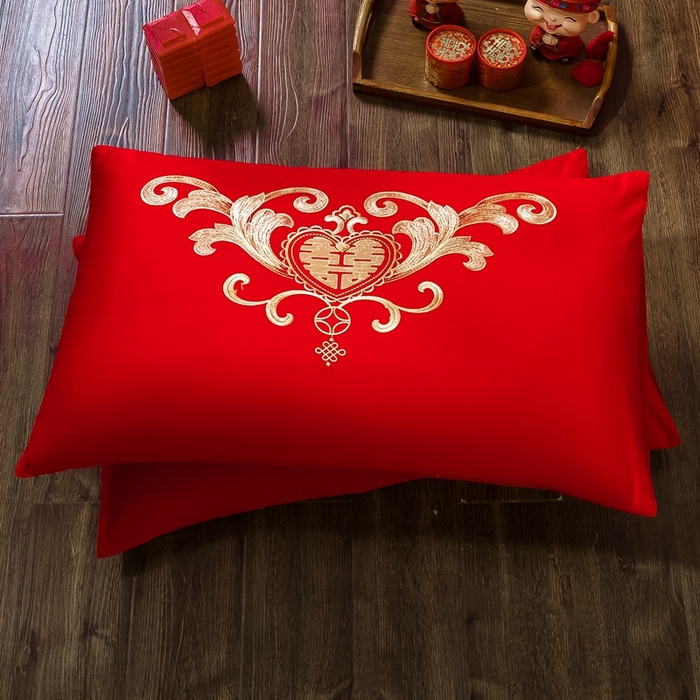 91家纺网 家纺一手货源 找家纺 慕她家纺 慕她畅销款全棉纯棉婚庆四件套大红色刺绣结婚床上用品 浪漫婚礼 大红