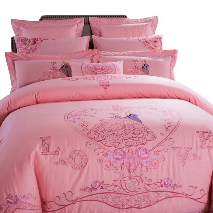 91家纺网 家纺一手货源 找家纺 慕她家纺 慕她畅销款全棉纯棉婚庆四件套大红色刺绣结婚床上用品 浪漫婚礼 玉