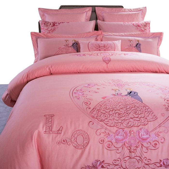 91家纺网 家纺一手货源 找家纺 慕她家纺 慕她畅销款全棉纯棉婚庆四件套大红色刺绣结婚床上用品 浪漫婚礼 玉