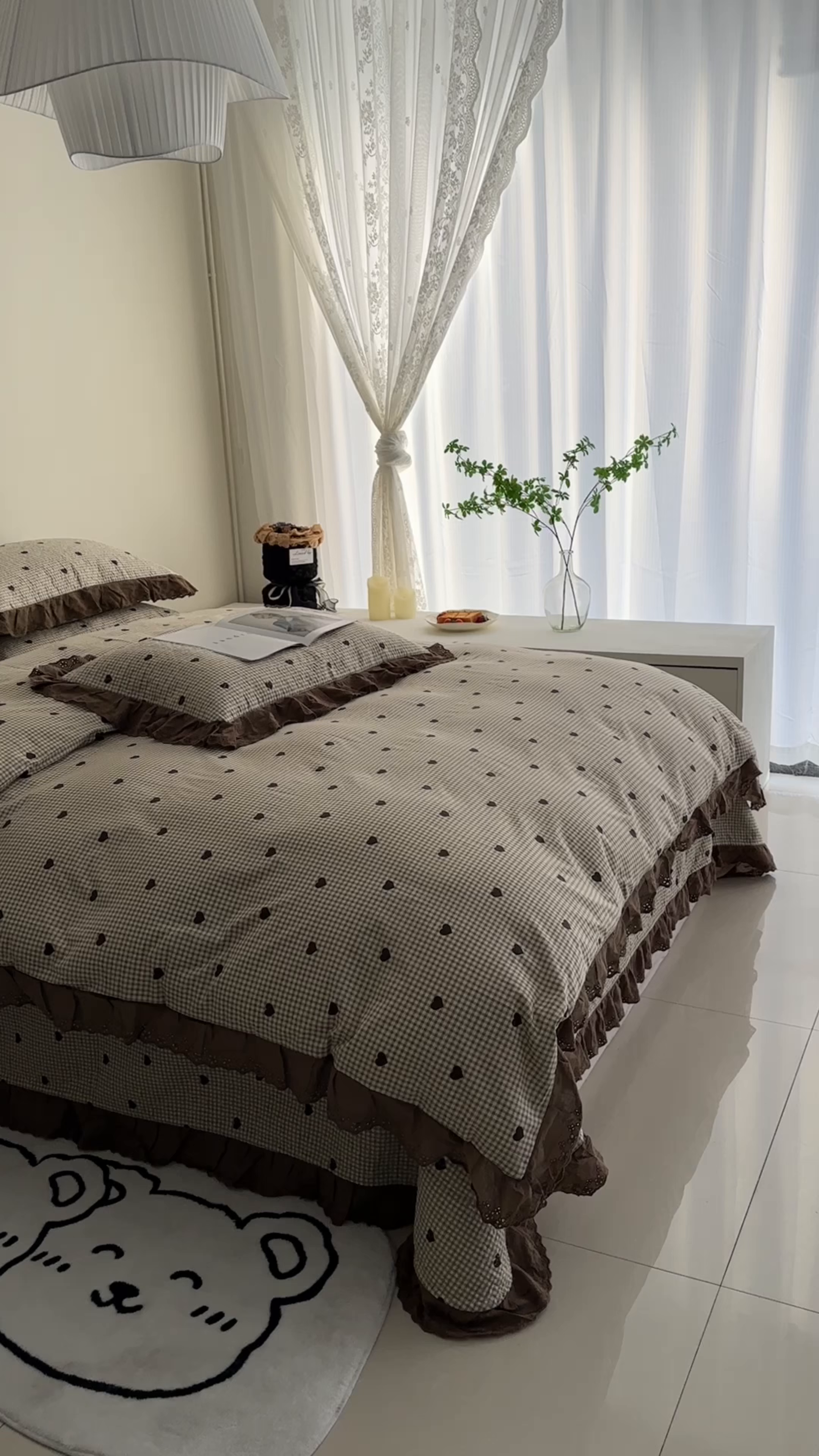 91家纺网 家纺一手货源 找家纺 佰织鑫家居 2026新款全棉法式砂洗棉花床盖款被套四件套 甜心格