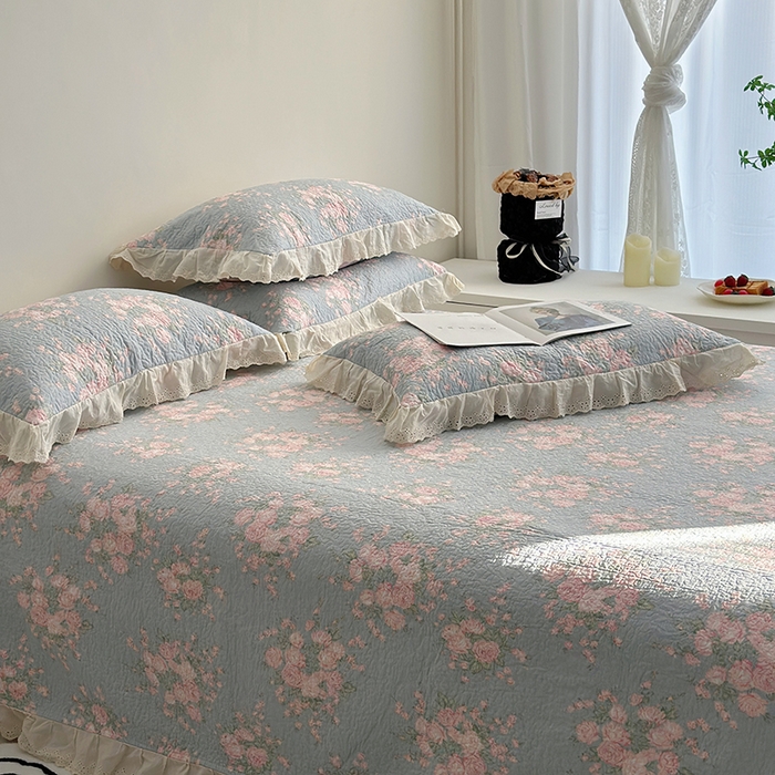 91家纺网 家纺一手货源 找家纺 佰织鑫家居 2026新款全棉法式砂洗棉花床盖款被套四件套 苏里南