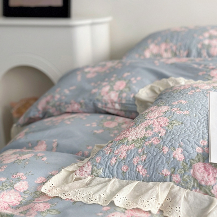 91家纺网 家纺一手货源 找家纺 佰织鑫家居 2026新款全棉法式砂洗棉花床盖款被套四件套 苏里南