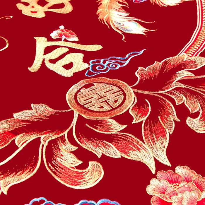 91家纺网 家纺一手货源 找家纺 慕她家纺 慕她畅销款全棉纯棉婚庆四件套大红色刺绣结婚床上用品 龙凤百年