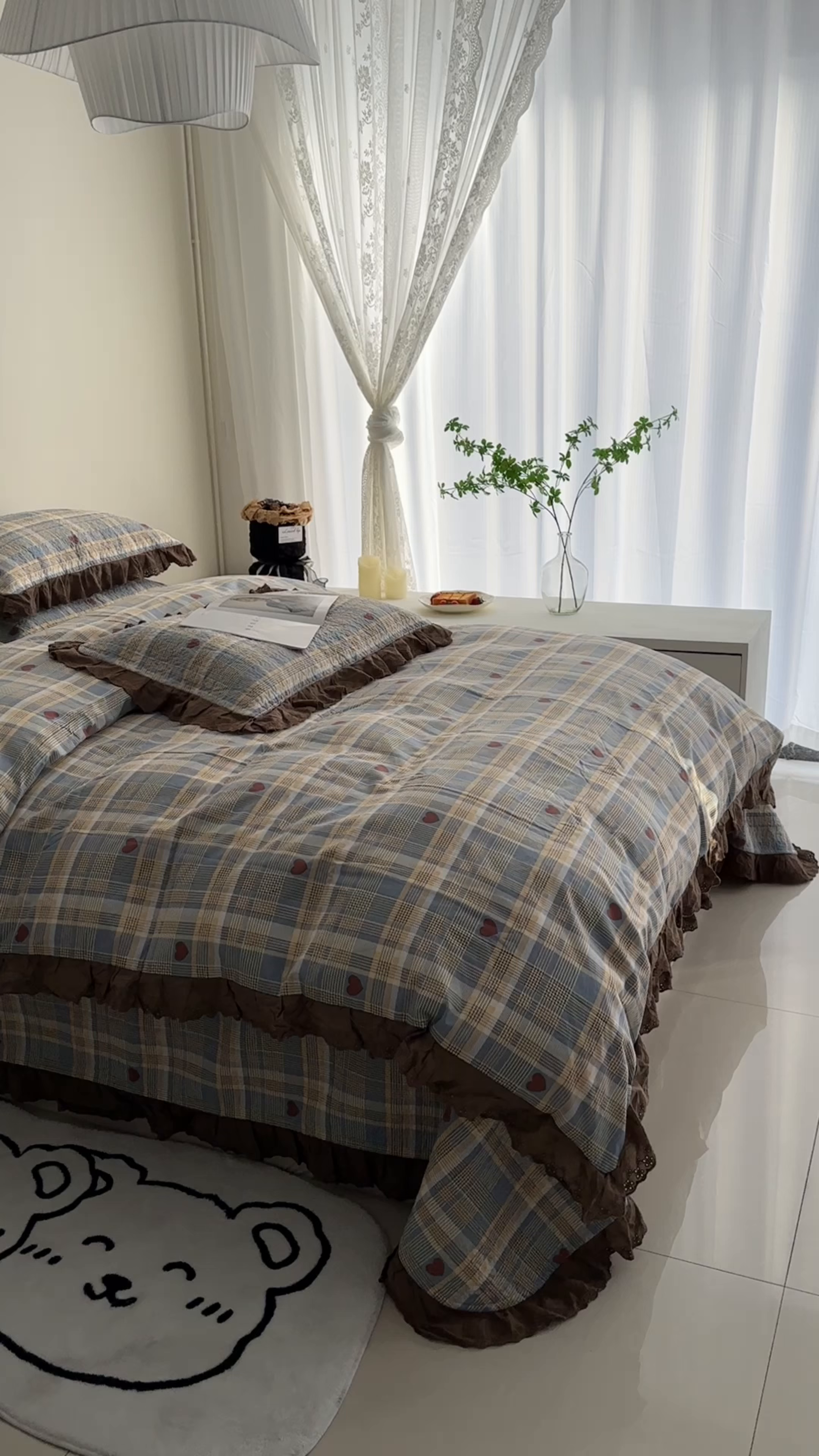 91家纺网 家纺一手货源 找家纺 佰织鑫家居 2026新款全棉法式砂洗棉花床盖款被套四件套 莱恩