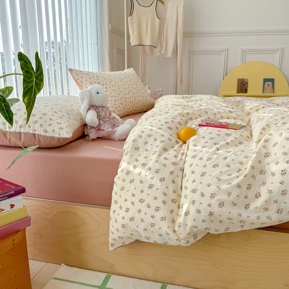 91家纺网 家纺一手货源 找家纺 铺尚美家纺 2026新款春款A类古法水洗仿棉云感棉小布袋四件套 靜听花开