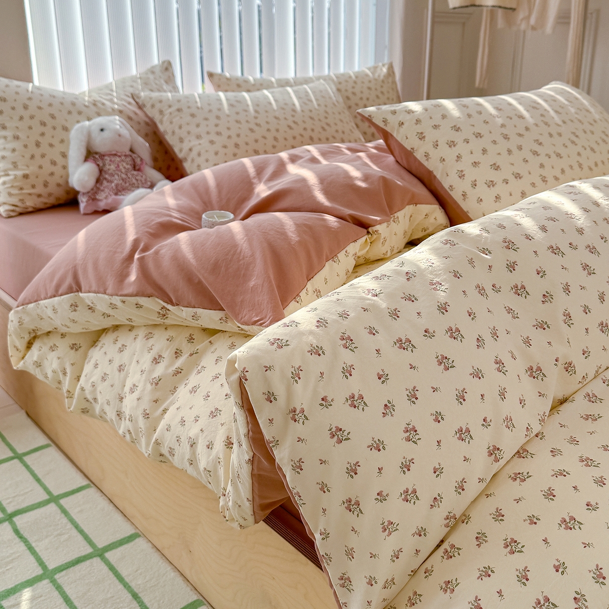 91家纺网 家纺一手货源 找家纺 铺尚美家纺 2026新款春款A类古法水洗仿棉云感棉小布袋四件套 靜听花开