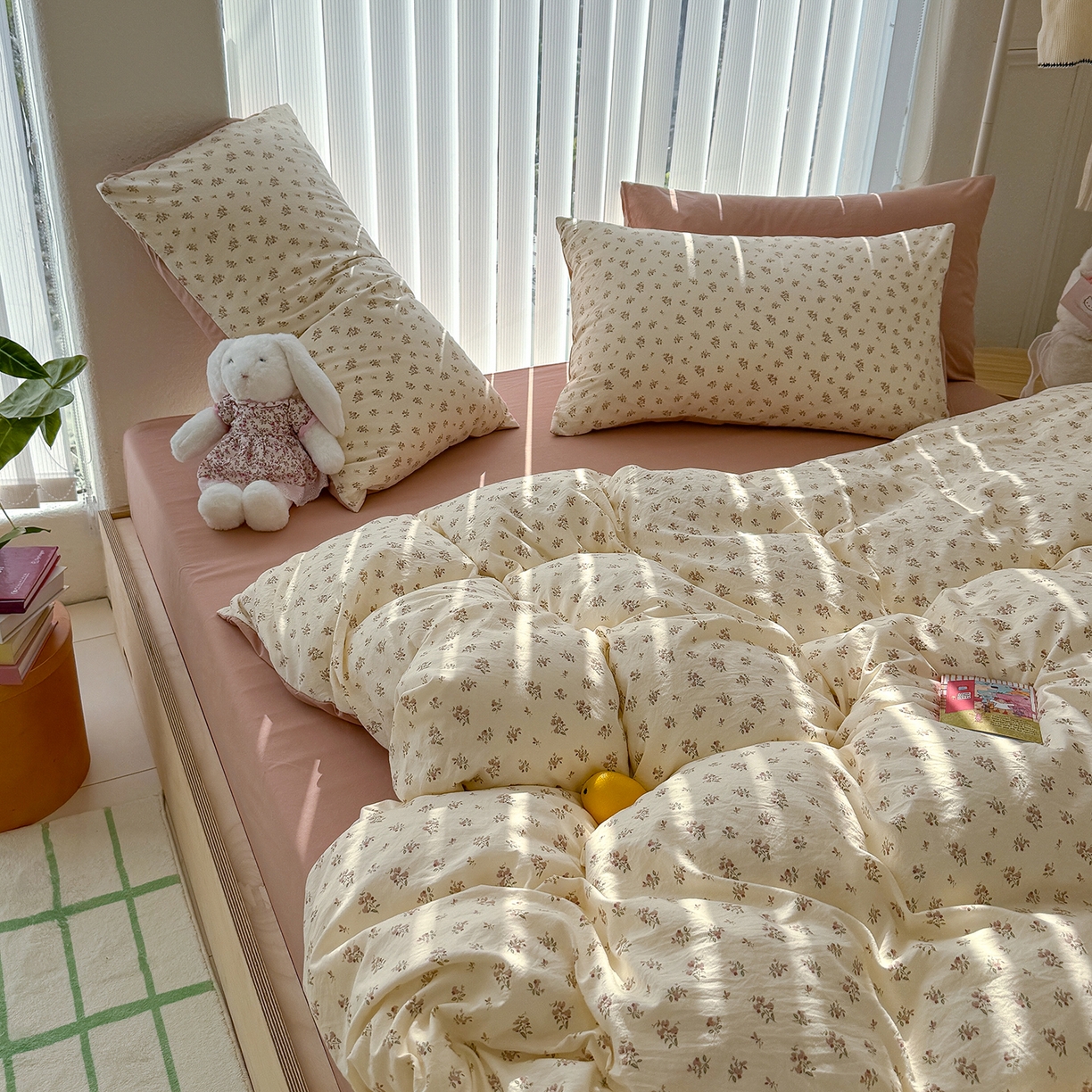 91家纺网 家纺一手货源 找家纺 铺尚美家纺 2026新款春款A类古法水洗仿棉云感棉小布袋四件套 靜听花开