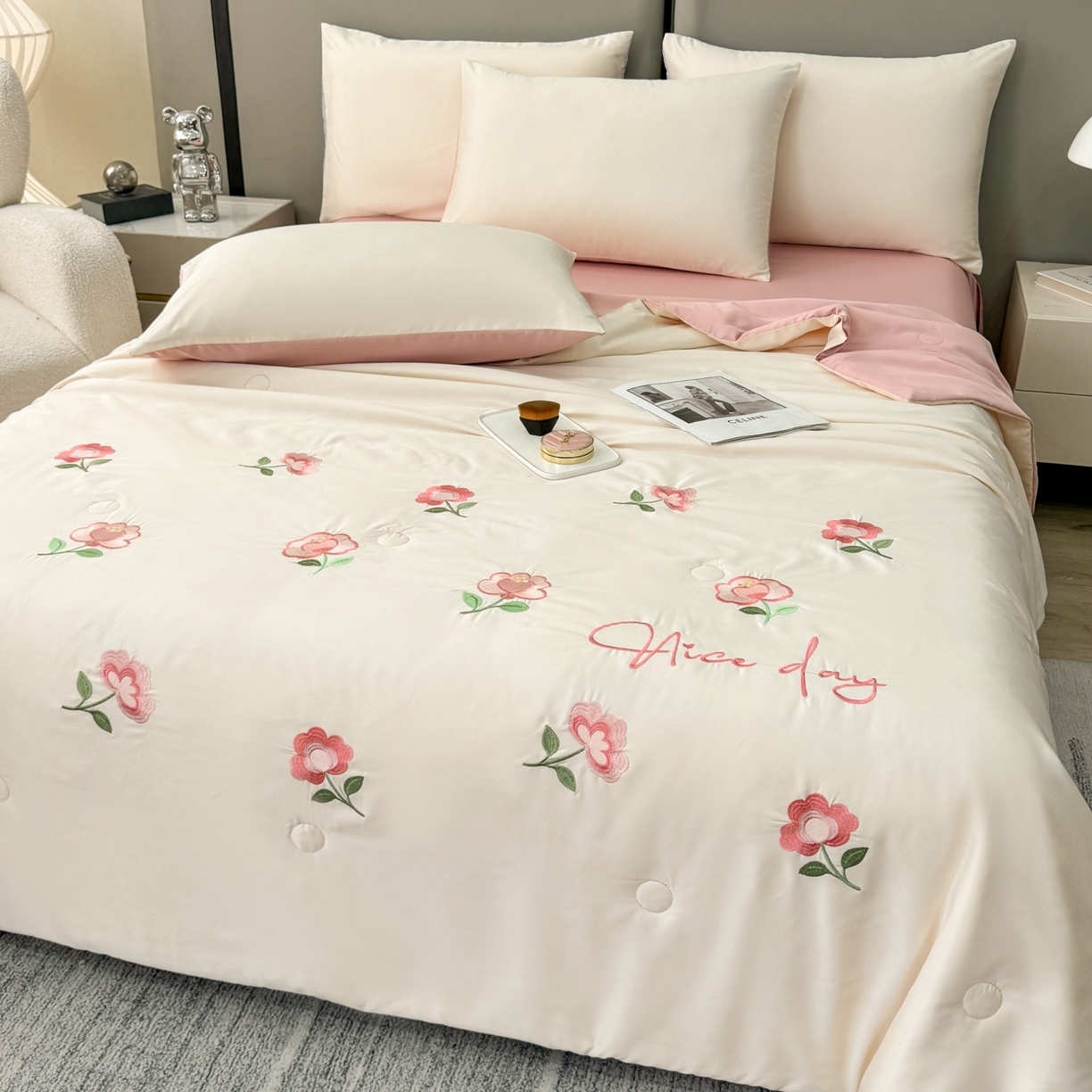 91家纺网 家纺一手货源 找家纺 （总）2026新款7A抗菌氨纶凉感丝西瓜大豆空调被夏被（带礼盒）  （可以开发票—专票8个点）