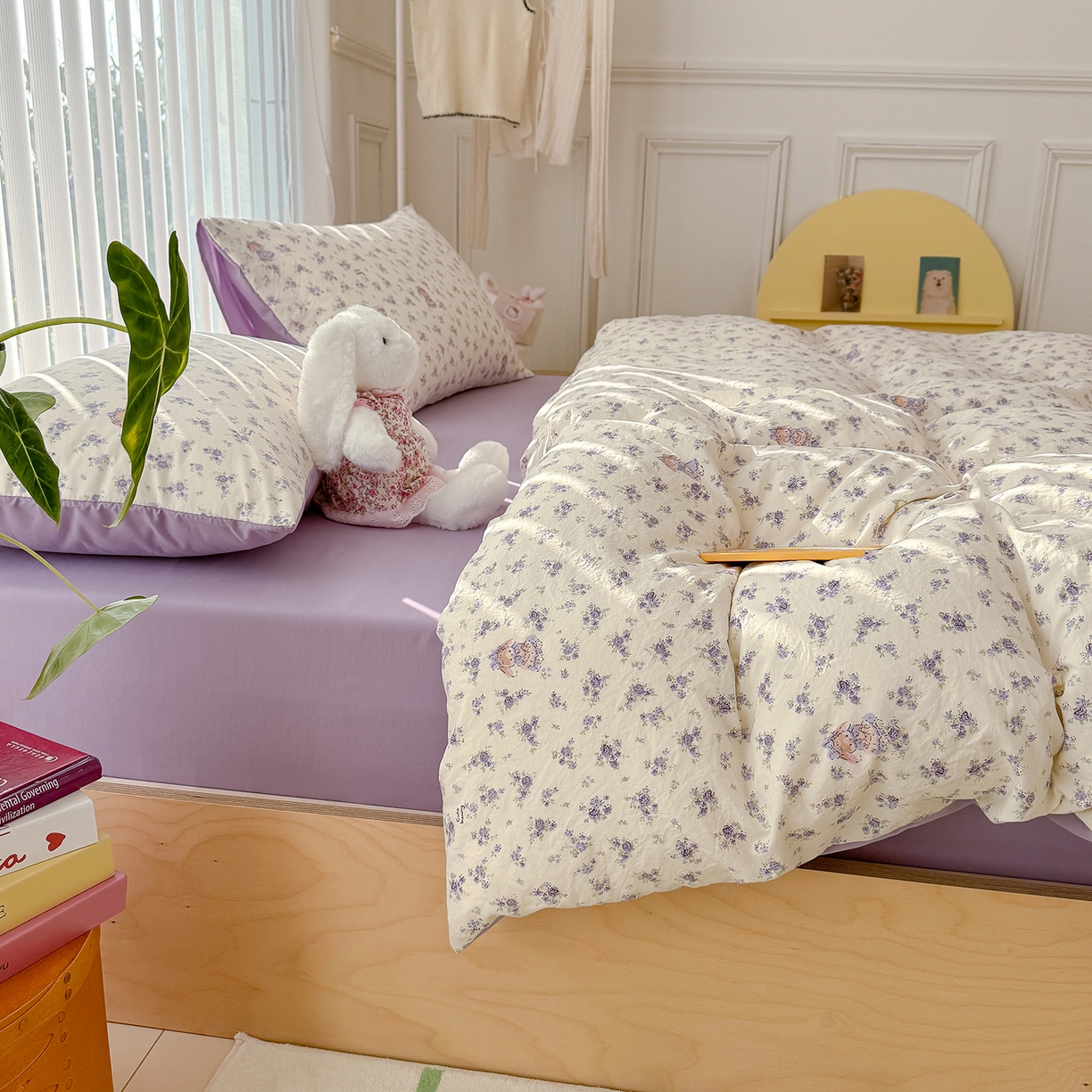 91家纺网 家纺一手货源 找家纺 铺尚美家纺 2026新款春款A类古法水洗仿棉云感棉小布袋四件套 花园小免