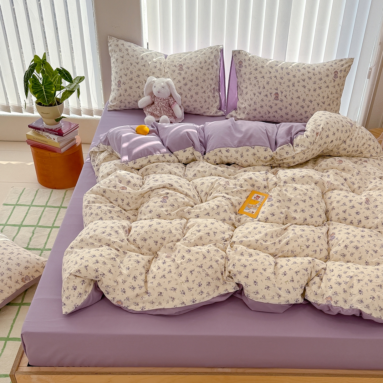 91家纺网 家纺一手货源 找家纺 铺尚美家纺 2026新款春款A类古法水洗仿棉云感棉小布袋四件套 花园小免