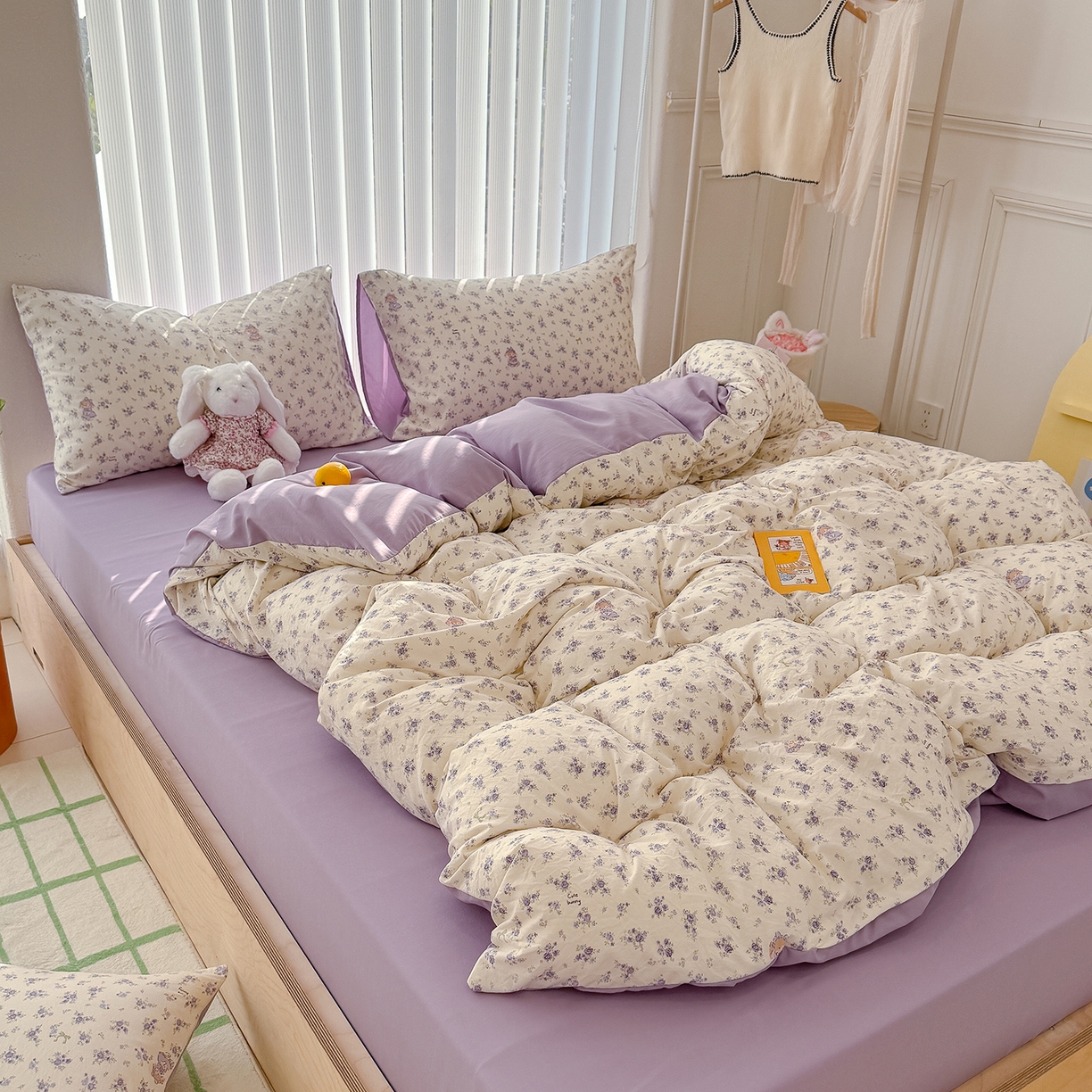 91家纺网 家纺一手货源 找家纺 铺尚美家纺 2026新款春款A类古法水洗仿棉云感棉小布袋四件套 花园小免