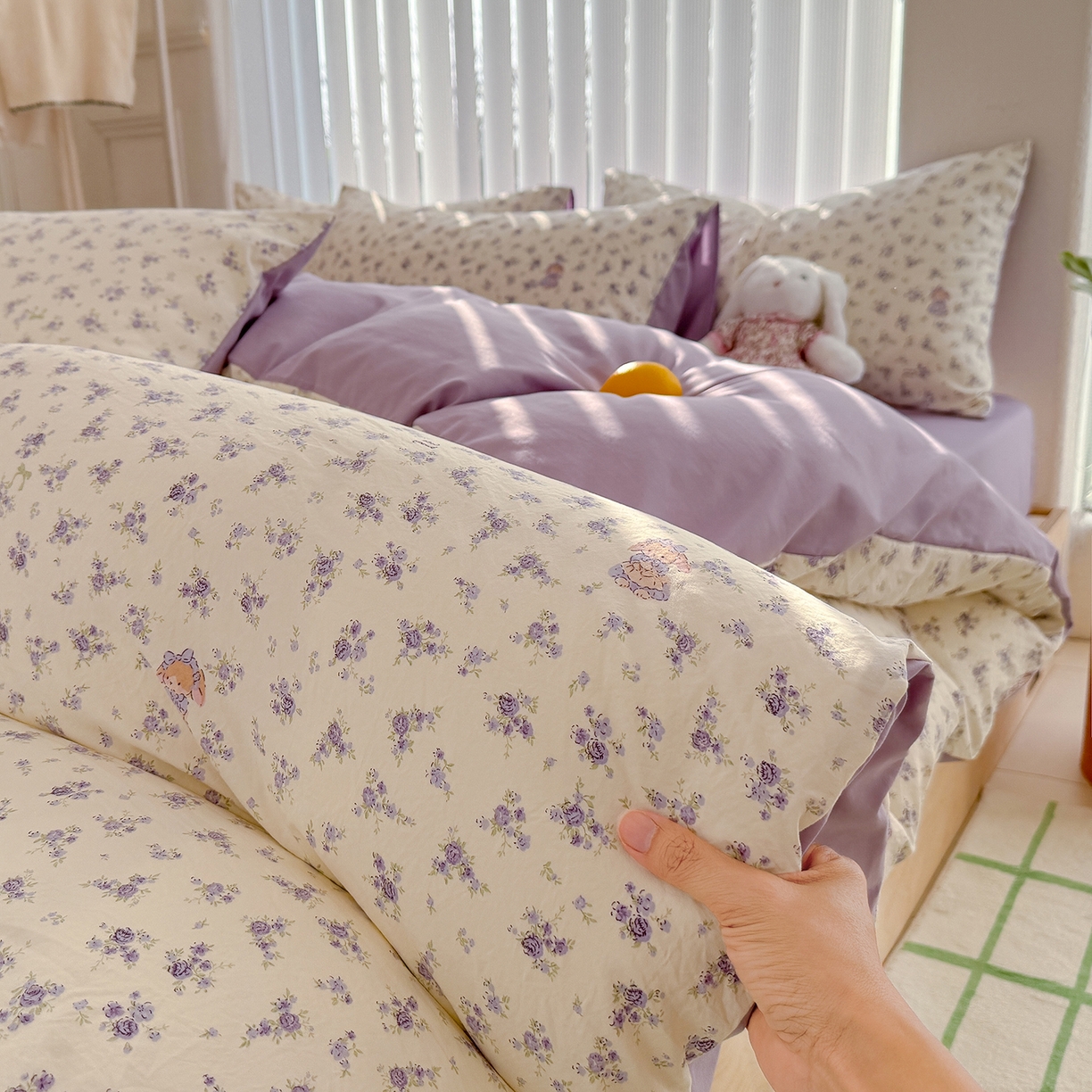 91家纺网 家纺一手货源 找家纺 铺尚美家纺 2026新款春款A类古法水洗仿棉云感棉小布袋四件套 花园小免