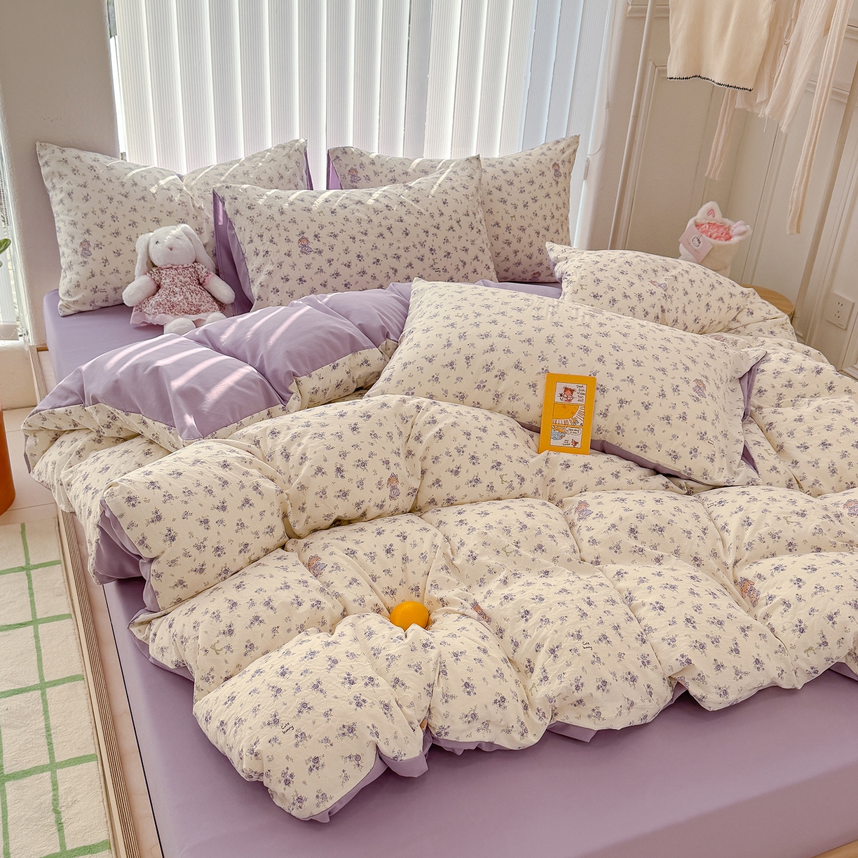 91家纺网 家纺一手货源 找家纺 铺尚美家纺 2026新款春款A类古法水洗仿棉云感棉小布袋四件套 花园小免