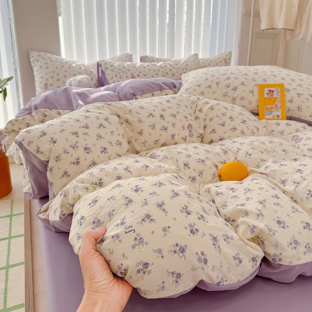 91家纺网 家纺一手货源 找家纺 铺尚美家纺 2026新款春款A类古法水洗仿棉云感棉小布袋四件套 花园小免