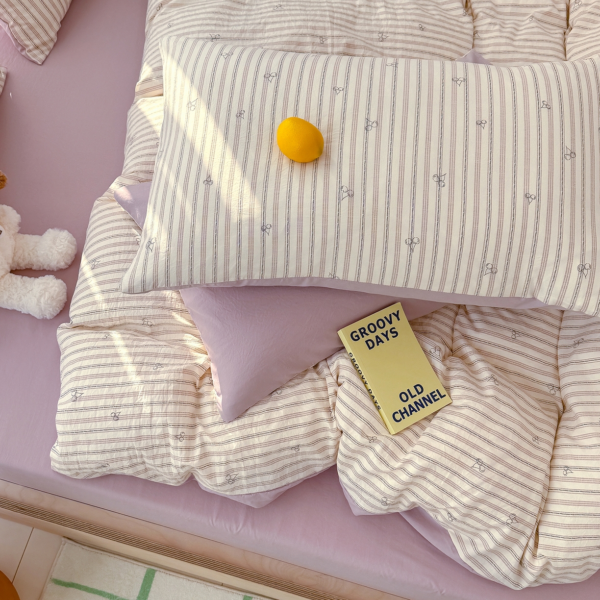 91家纺网 家纺一手货源 找家纺 铺尚美家纺 2026新款春款A类古法水洗仿棉云感棉小布袋四件套 晚樱落落