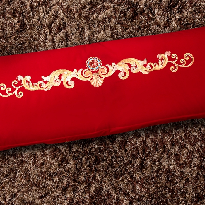 91家纺网 家纺一手货源 找家纺 慕她家纺 慕她畅销款全棉纯棉婚庆四件套大红色刺绣结婚床上用品 玫瑰蜜语