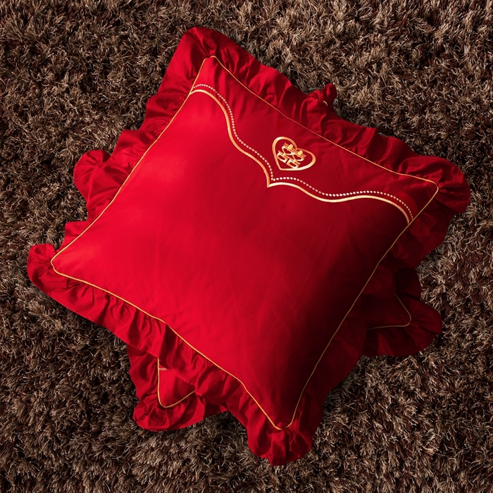 91家纺网 家纺一手货源 找家纺 慕她家纺 慕她畅销款全棉纯棉婚庆四件套大红色刺绣结婚床上用品 玫瑰蜜语