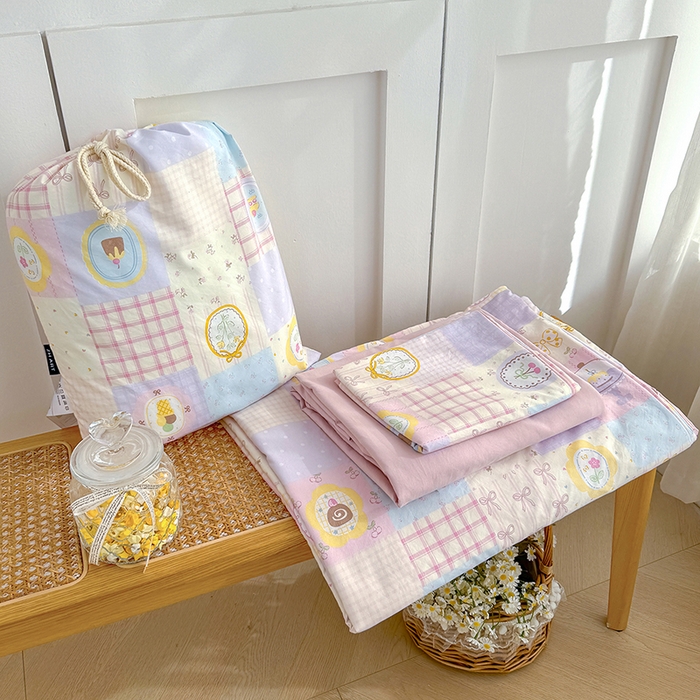 铺尚美家纺 2026新款春款A类古法水洗仿棉云感棉小布袋四件套 童趣