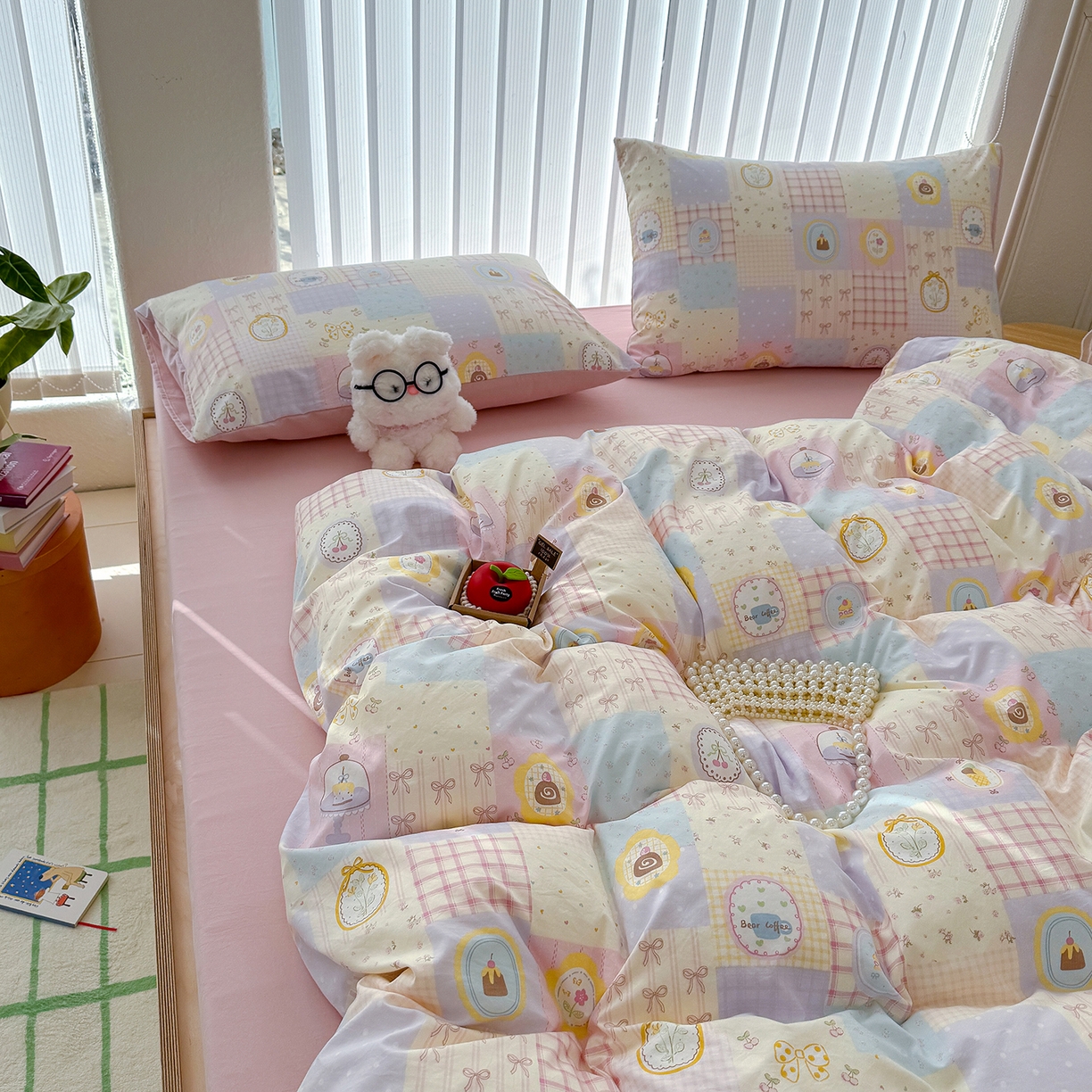 91家纺网 家纺一手货源 找家纺 铺尚美家纺 2026新款春款A类古法水洗仿棉云感棉小布袋四件套 童趣