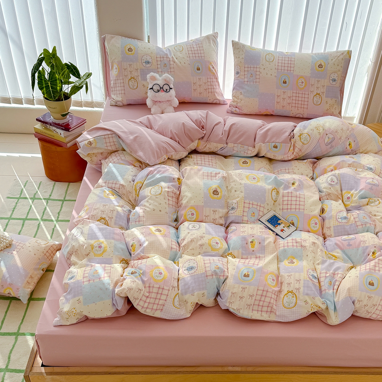 91家纺网 家纺一手货源 找家纺 铺尚美家纺 2026新款春款A类古法水洗仿棉云感棉小布袋四件套 童趣