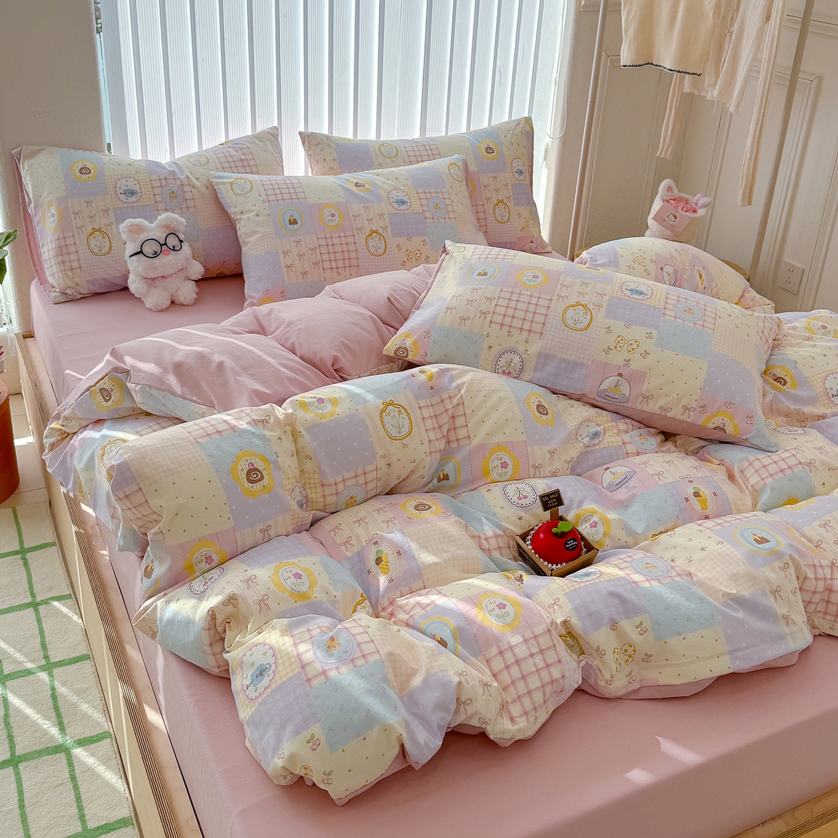 91家纺网 家纺一手货源 找家纺 铺尚美家纺 2026新款春款A类古法水洗仿棉云感棉小布袋四件套 童趣