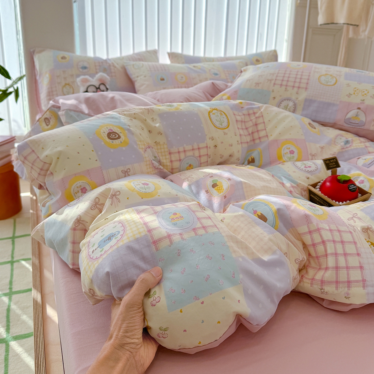 91家纺网 家纺一手货源 找家纺 铺尚美家纺 2026新款春款A类古法水洗仿棉云感棉小布袋四件套 童趣