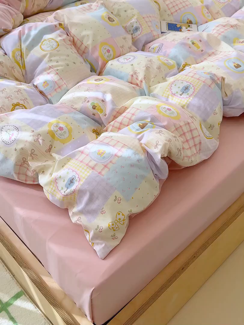 91家纺网 家纺一手货源 找家纺 铺尚美家纺 2026新款春款A类古法水洗仿棉云感棉小布袋四件套 童趣