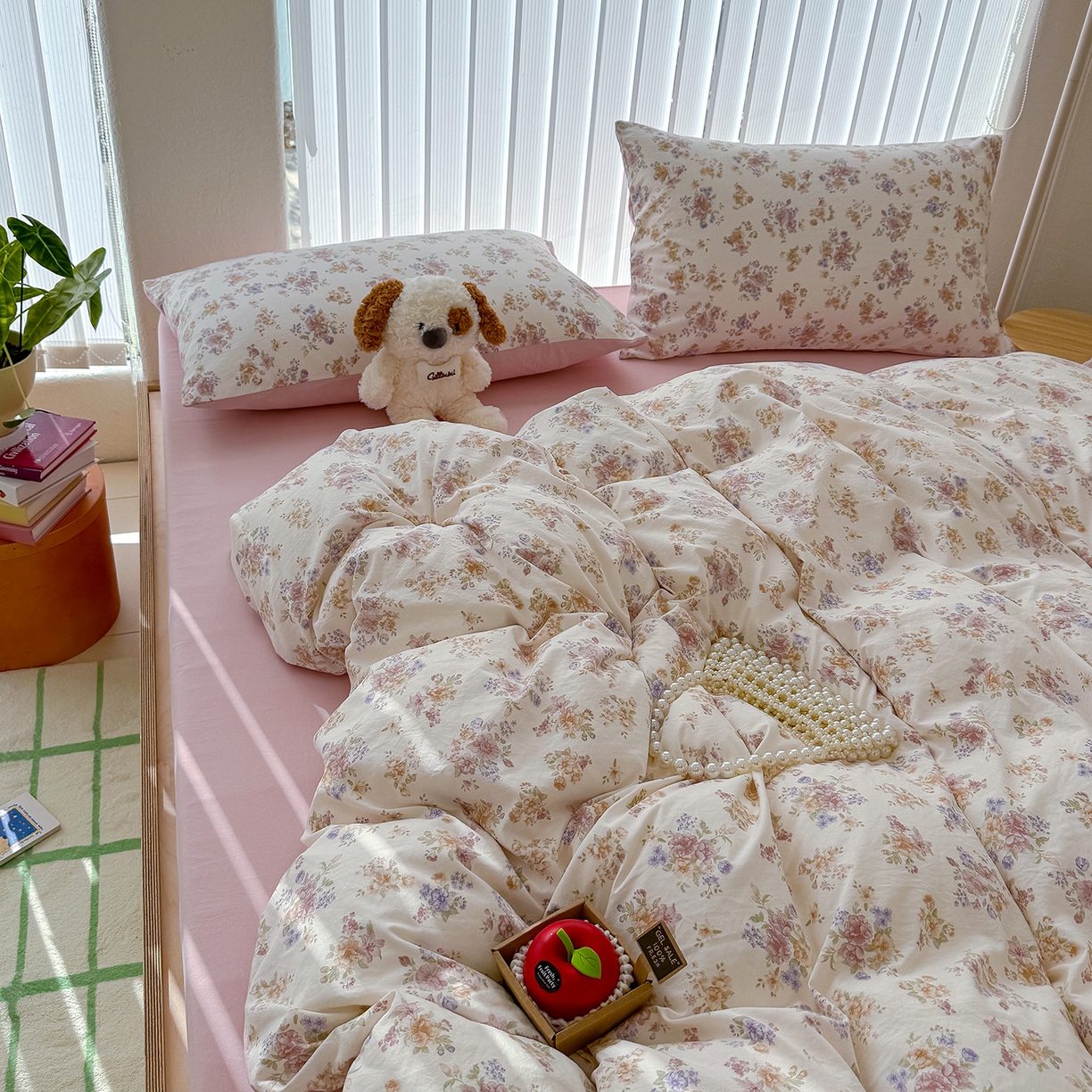 91家纺网 家纺一手货源 找家纺 铺尚美家纺 2026新款春款A类古法水洗仿棉云感棉小布袋四件套 伊水芙蓉