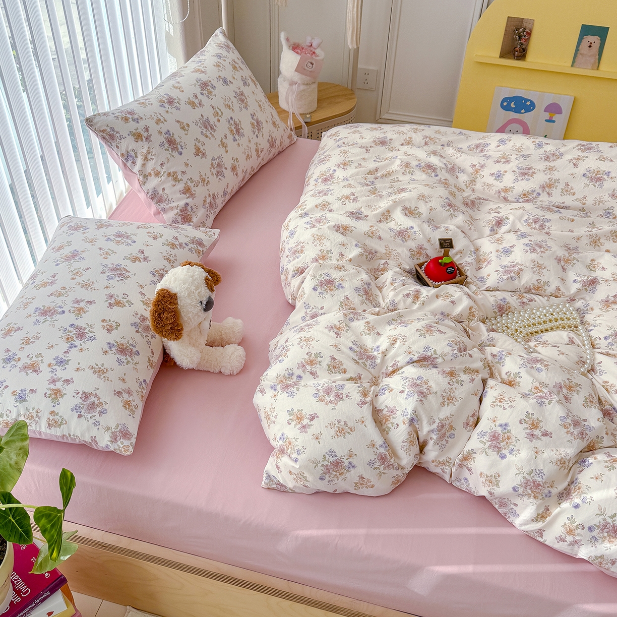 91家纺网 家纺一手货源 找家纺 铺尚美家纺 2026新款春款A类古法水洗仿棉云感棉小布袋四件套 伊水芙蓉