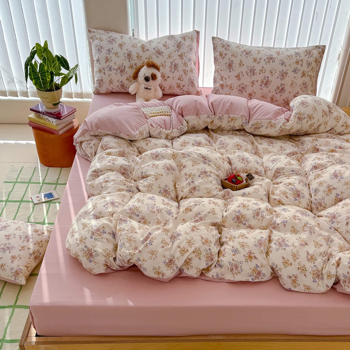 91家纺网 家纺一手货源 找家纺 铺尚美家纺 2026新款春款A类古法水洗仿棉云感棉小布袋四件套 伊水芙蓉