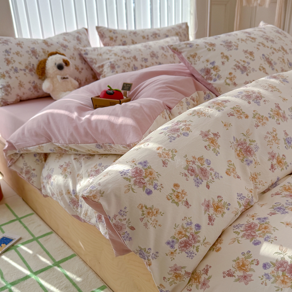 91家纺网 家纺一手货源 找家纺 铺尚美家纺 2026新款春款A类古法水洗仿棉云感棉小布袋四件套 伊水芙蓉