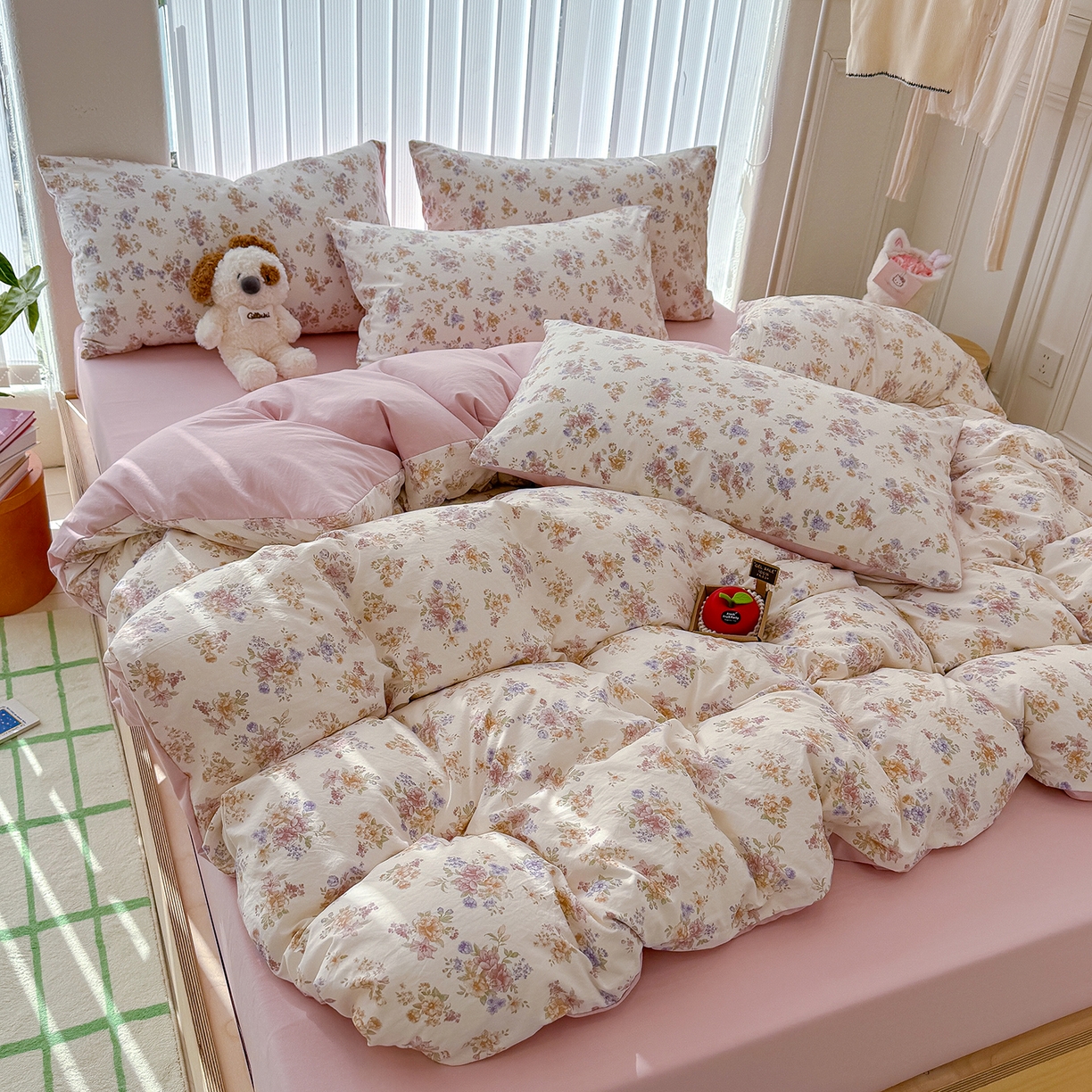 91家纺网 家纺一手货源 找家纺 铺尚美家纺 2026新款春款A类古法水洗仿棉云感棉小布袋四件套 伊水芙蓉