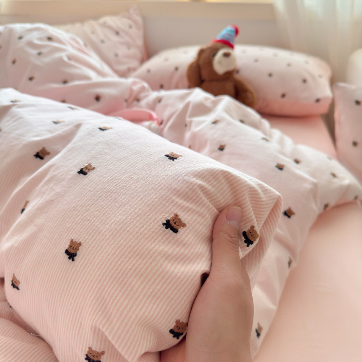 91家纺网 家纺一手货源 找家纺 寐居家纺 2026新款舒适全棉水洗棉提花四件套 提花-小熊玉